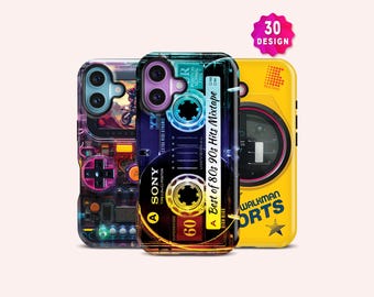 iPhone 17 16 15 Pro Max vintage cassettebandje: jaren 80 90 nostalgie Samsung S26 S25 S24 retro hoesje