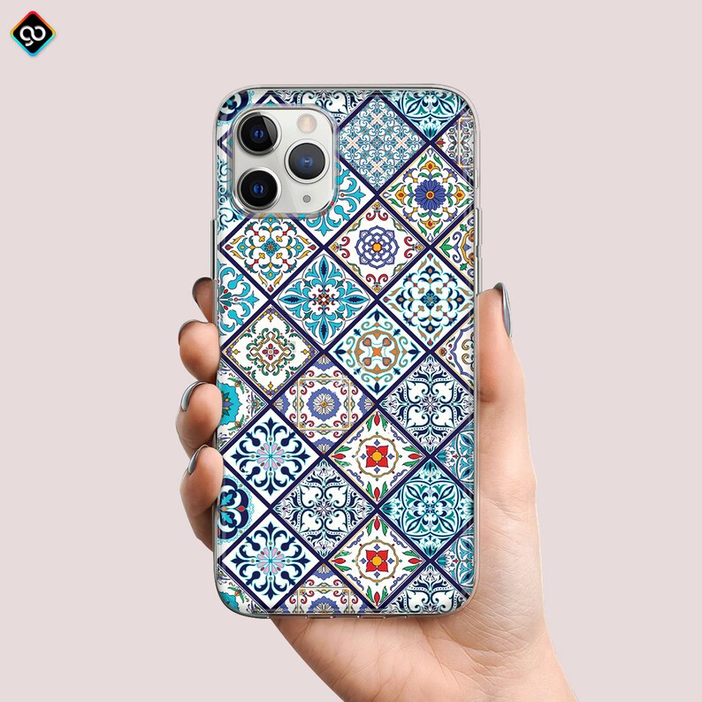 Moroccan Tile Phone Case Ethnic Aesthetic Tiles Design Mosaic Mandala iPhone 13 12 Pro Max Mini 11 XR SE 2020 Samsung Galaxy S20 S21 Huawei 