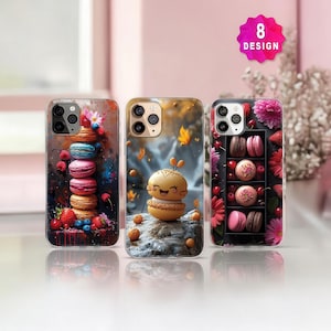 Pretty Colorful French Macaron iPhone Case, iPhone 15 14 13 12 MagSafe Case, Pastry Kawaii Food Pastel Cute Phone Case, Samsung S24 S23 Case