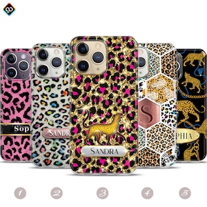 Custom Leopard Phone Case,iPhone 14 13 12 11 Pro Max Case,Cheetah Print Phone Case,Mama Phone Case,Animal Print Cases,initials Phone Case
