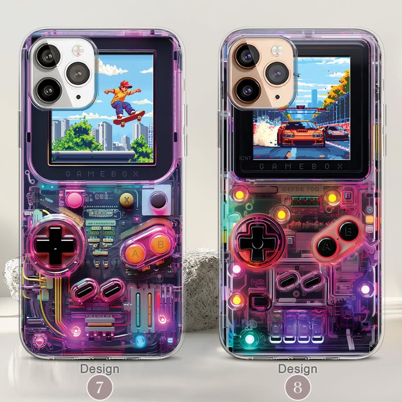 Retro Gameboy MagSafe Handyhülle, iPhone 17/16/15 Pro Max Konsolen Hülle, Samsung Galaxy S25/S24/S23/S22 Hülle, 80er Jahre Videospiel Hülle Bild 5