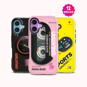 80s 90s Retro Yellow Walkman Phone Case for Samsung S26 S25 S24 Ultra: Y2K Style Cover For iPhone 17 16 15 Pro Max