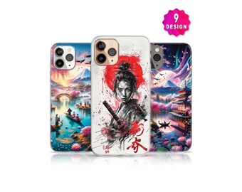 Japanese Art Aesthetic MagSafe Phone Case, Japanese Samurai Art Warrior Phone Case, Japanese Landscape Sakura Fuji Phone Case, iPhone 15 14