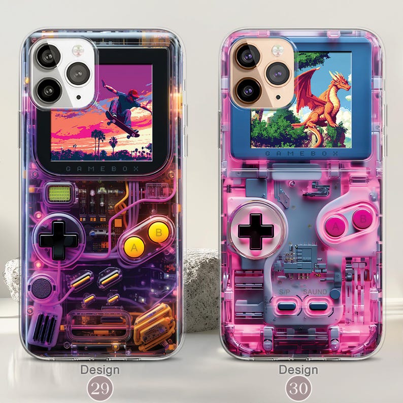 Retro Gameboy MagSafe Handyhülle, iPhone 17/16/15 Pro Max Konsolen Hülle, Samsung Galaxy S25/S24/S23/S22 Hülle, 80er Jahre Videospiel Hülle Bild 16