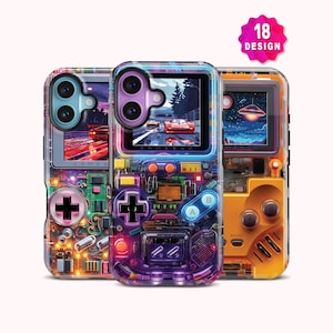 Retro Gameboy iPhone 17 16 15 Pro Max Case: 80s 90s Console Video Game Protective MagSafe Tough Phone Case image 1