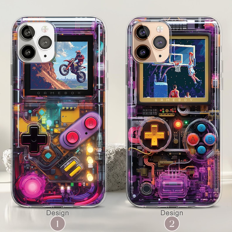 Retro Gameboy MagSafe Handyhülle, iPhone 17/16/15 Pro Max Konsolen Hülle, Samsung Galaxy S25/S24/S23/S22 Hülle, 80er Jahre Videospiel Hülle Bild 2