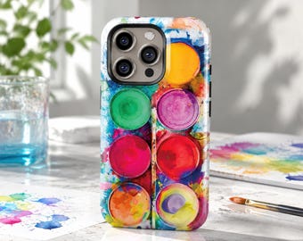 MagSafe hoesje met verfpalet voor iPhone 18 17 16 15: Cadeau voor aquarelschilders, creatief cadeau voor kunstliefhebbers