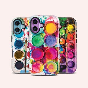 Watercolor Palette Paint Box Phone Case: Colorful Abstract Art, Protective Tough Case - iPhone 17/16/15/14 Pro Max - Samsung S25/S24