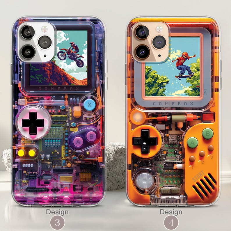 Retro Gameboy MagSafe Handyhülle, iPhone 17/16/15 Pro Max Konsolen Hülle, Samsung Galaxy S25/S24/S23/S22 Hülle, 80er Jahre Videospiel Hülle Bild 3
