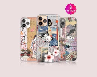 Japanische Kunstästhetische Collage Telefonhülle, Japanische Anime Preppy Minimal Telefonhülle, Japanisches Stimmungsbrett Telefonhülle, iPhone 16 15 14 13 Hülle