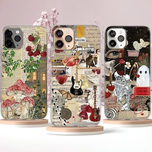 Funda para teléfono con collage extraño y Mood Board Y2K, funda MagSafe para iPhone 16, 15 y 14, funda con estética grunge, funda para Samsung S25, funda con diseño de álbum de recortes femenino