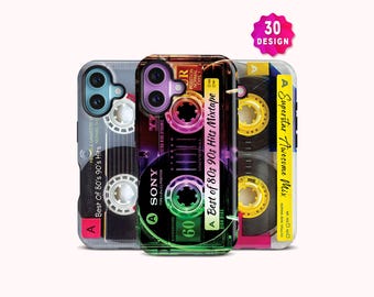 Custom Retro Cassette Tape Phone Case: iPhone 17 16 15 14 Pro, Mixtape Y2K 80s 90s Cover For Samsung S26 S25 S24