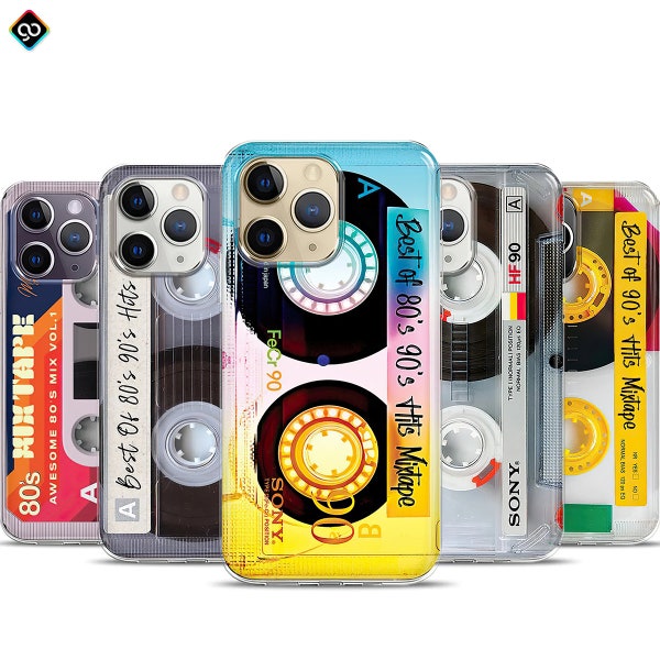 Retro Vintage Mixtape Cassette Tape Phone Case, iPhone 15 14 13 MagSafe Case, 80s 90s Retro Nostalgic Gifts Phone Case, Samsung S24 S23 Case