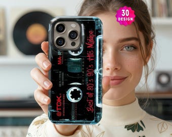 iPhone 17 16 15 Pro Max Retro Cassette Tape MagSafe Phone Case: 80s 90s Nostalgia Tough Cover