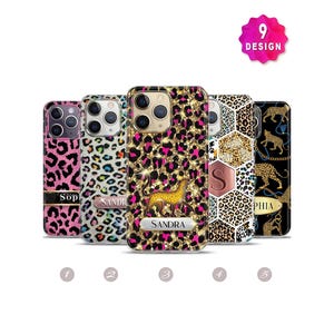 Custom Leopard Phone Case,iPhone 14 13 12 11 Pro Max Case,Cheetah Print Phone Case,Mama Phone Case,Animal Print Cases,initials Phone Case image 1