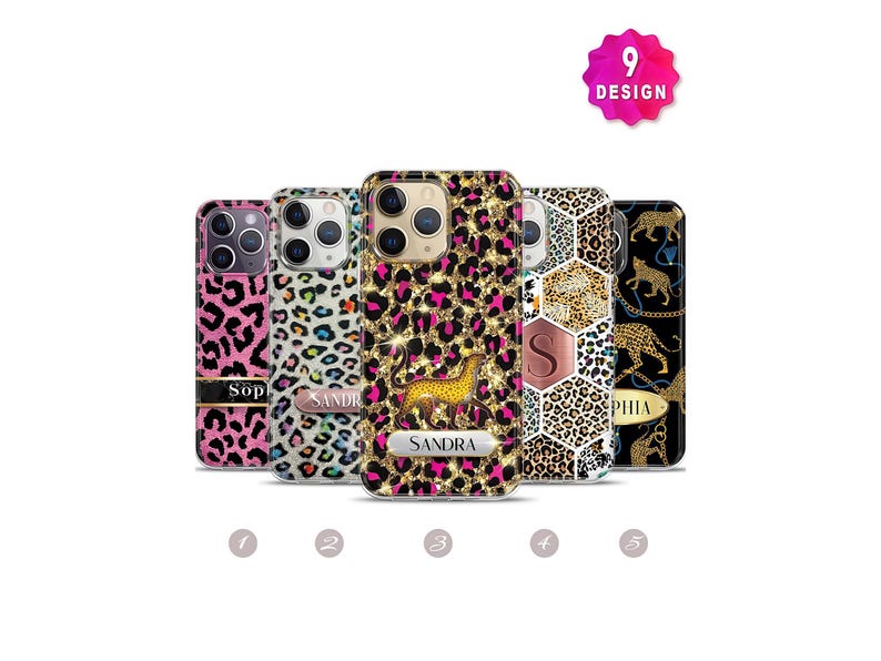 Custom Leopard Phone Case,iPhone 14 13 12 11 Pro Max Case,Cheetah Print Phone Case,Mama Phone Case,Animal Print Cases,initials Phone Case image 1