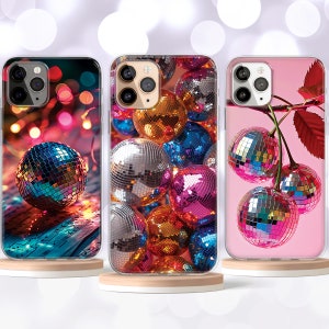 Girly Phone Case, iPhone 15 14 13 MagSafe Case, Mirror Ball Disco Ball Gradient Crystal Dance Pink Aesthetic Y2K Phone Case, Samsung S24 S23