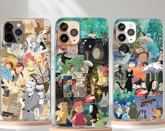 Funda para teléfono con collage de dibujos animados de manga y anime japonés, funda japonesa para iPhone 14, funda MagSafe para iPhone 15, 14 y 13, funda para Samsung Galaxy S24, S23 y S22