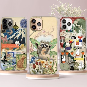 Funda MagSafe para iPhone 15 y 14, bonita funda con diseño de álbum de recortes femenino, funda con collage estético peculiar, funda con diseño de tablero de estado de ánimo Y2K, Samsung S25