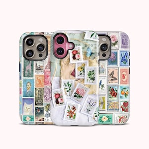 Vintage Stamps Collage for iPhone 17/16/15/14 Pro Max Case: Retro Travel Postmarks Cover