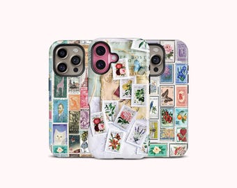 Vintage Stamps Collage for iPhone 17/16/15/14 Pro Max Case: Retro Travel Postmarks Cover