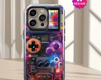 iPhone 17 16 15 Pro Max Retro Gameboy Case: 80s 90s Nostalgia Gaming Style Cover Samsung S26 S25 S24 Ultra