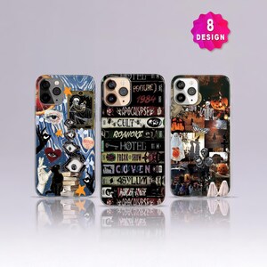 Funda para teléfono con diseño de fantasmas pastel y gato negro gótico, funda de silicona TPU para iPhone 17 16 15 14 con temática de Halloween.