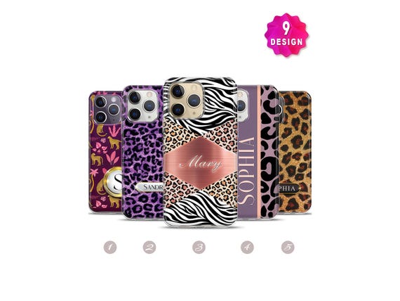 Personalized Cheetah Phone Case iPhone,iPhone 14 13 12 11 Pro Max Case,Leopard Print Monogram Phone Case,initials Custom Name Phone Case