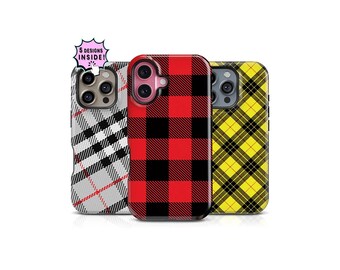Tartan Plaid Phone Case for iPhone 17, 16 Pro Max, 16e, 15 Plus