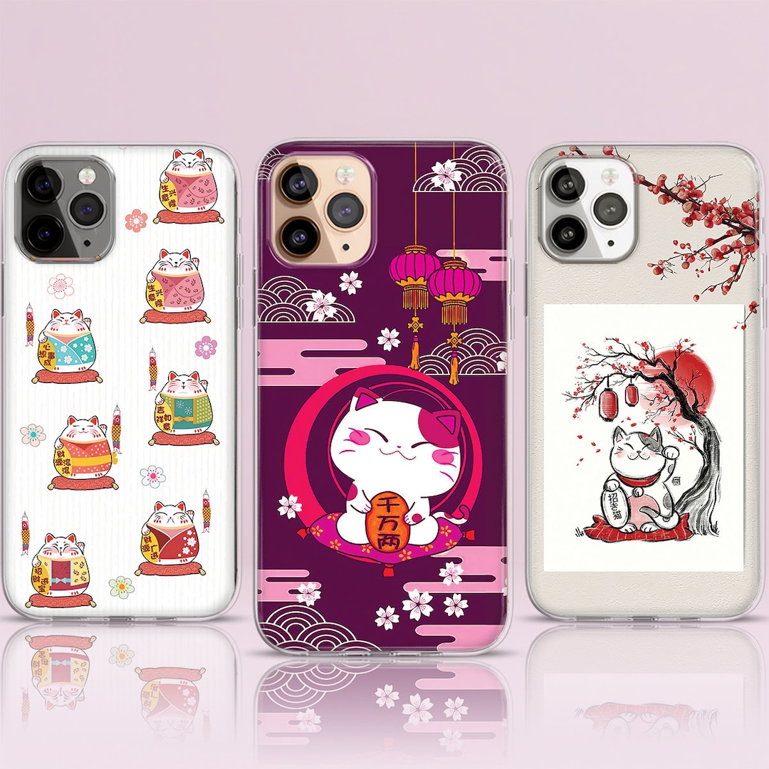 Japanese Lucky Cat City Pop iPhone Case Magsafe対応 IPhone 15 14 12 13 Magsafe Case Japanese Maneki Neko Lucky