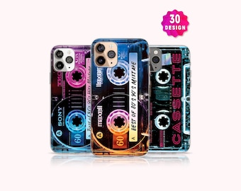 Vintage retro mixtape cassettebandje Y2K iPhone-hoesje: muziekliefhebber cadeaus voor hem, iPhone 17/16/15 Pro MagSafe-hoesje, Samsung S25/S24/S23 Ultra