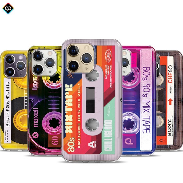 90s Custom Cell Phone Case Retro Cassette Tape Phone Case iPhone 15 14 13 12 11 Pro Max Clear Case Mixtape Vintage Phone Case VHS Funny Case