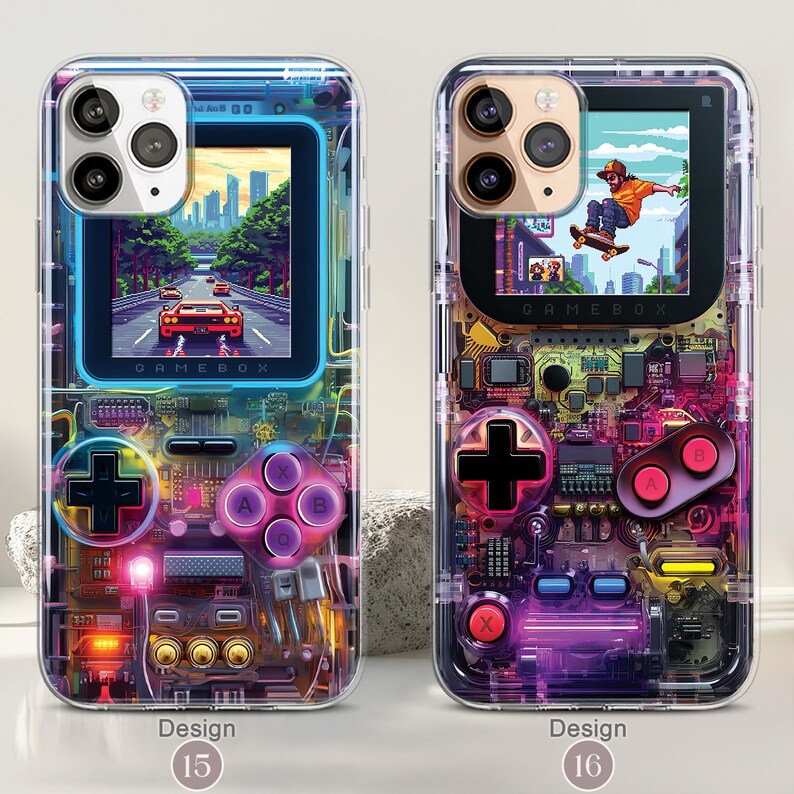 Retro Gameboy MagSafe Handyhülle, iPhone 17/16/15 Pro Max Konsolen Hülle, Samsung Galaxy S25/S24/S23/S22 Hülle, 80er Jahre Videospiel Hülle Bild 9