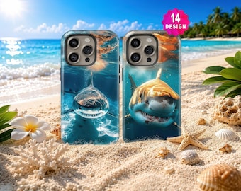 Summer iPhone 17 16 15 14 Pro Case, Ocean Great White Shark Theme  Cover