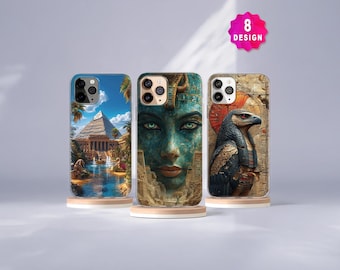 Ancient Egypt Pyramids Phone Case, iPhone 15 14 13 Pro MagSafe Case, Egyptian Pharaoh Hieroglyphics, Historical Egypt Ornament, Eye Of Horus