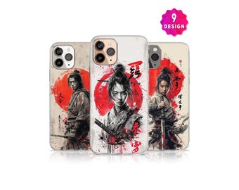 Vintage Japanese Art iPhone 16 15 Japanese Art Aesthetic Phone Case Japanese Samurai Art Warrior MagSafe Phone Case Japanese Minimalism