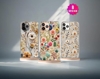 Blumen Stickerei iPhone 15 14 13 MagSafe Fall, Blume Kokette Telefon Fall, Frau Schwester iPhone Fall, niedliche Girly Telefon Fall, Samsung S24 S23