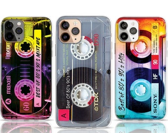 Y2K 80s 90s Retro Mixtape Cassette Tape Phone Case, Music Lover Gifts for Mom, Nostalgia Gifts, iPhone 15 14 13 MagSafe Case, Samsung S24