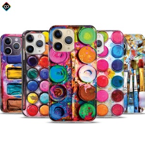 iPhone 14 13 12 11 Pro Max Mini Case,Paint Palette Set iPhone Case,Paintbox Cover,Artist Watercolor Palette Silicone Painted Cell Phone Case