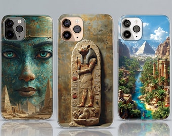 Pyramids Ancient Egypt Art Phone Case, iPhone 15 14 13 MagSafe Case, Egypt Ornament, Pharaoh Hieroglyphics, Eye Of Horus, Samsung S24 S23