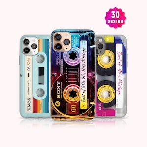 Retro custom mixtape cassette telefoonhoesje, jaren 80 cadeau-idee, nostalgie muziekliefhebber cadeaus voor papa, iPhone 15 14 13 MagSafe-hoesje, Samsung S24