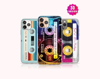 Retro Custom Mixtape Cassette Tape Phone Case, 80s Gift Idea, Nostalgia Music Lover Gifts for Dad, iPhone 15 14 13 MagSafe Case, Samsung S24