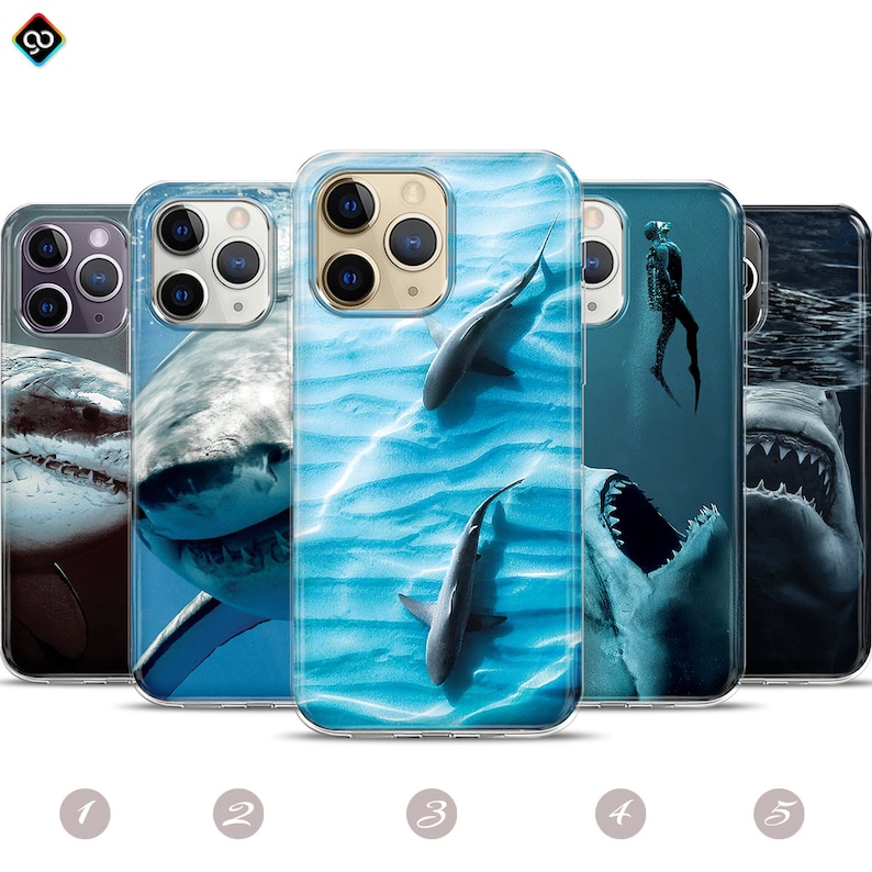 Shark Phone Case,Sea Case,iPhone 13 Pro Max Case Shark,Great White Shark Phone Case,iPhone 14 13 12 11 Pro Max mini Case,Sealife,Ocean Case image 1