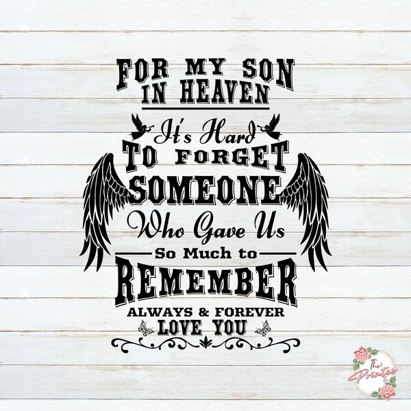 Rest in Peace Son SVG, In Loving Memory SVG, Angel Wings Svg, RIP Svg, Decals Digital Download, Memorial Day cut files, Cricut Silhouette