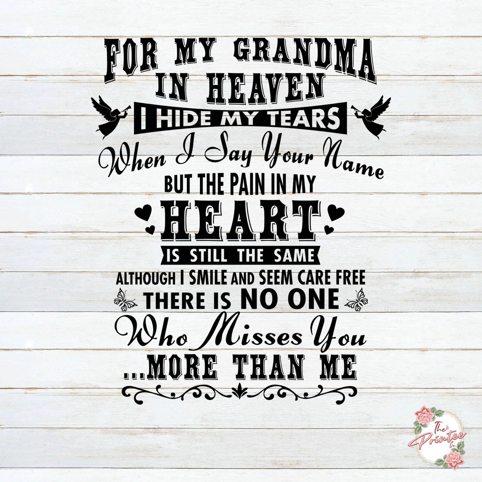Grandma RIP, in Loving Memory SVG, Grandmother in Heaven SVG, Angel Wings Svg, Rest in Peace Svg