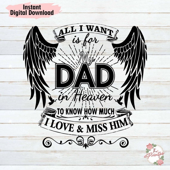 Dad in Heaven SVG in Loving Memory SVG Memory Angel Wings | Etsy Denmark