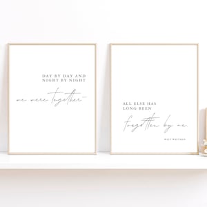 day by day quote print, walt whitman minimalist wall art digital print, neutral wall poster prints, black and white, instant download