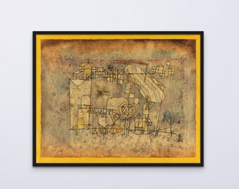 Paul Klee print: Arrival of the air steamer. Abstract wall art. Art prints on canvas or art paper. Free shipping in the USA, Canada, UK.