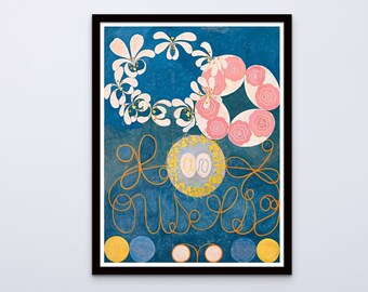 Hilma af Klint print The Ten Largest,No. 1. Abstract art prints on canvas or art paper. Modern wall decor. Free shipping in the USA, Ca, UK.
