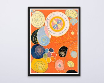 Hilma af Klint print The Ten Largest, No 3. Abstract art prints on canvas or art paper. Modern wall decor. Free shipping in the USA, Ca, UK.